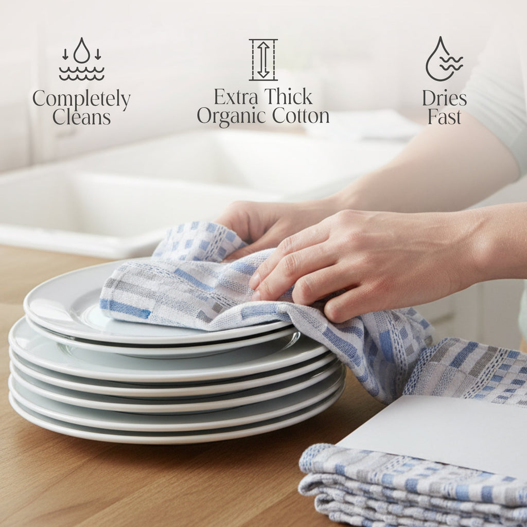 Delilah Home 100% Organic Cotton Kitchen Towels | 4-Piece Set