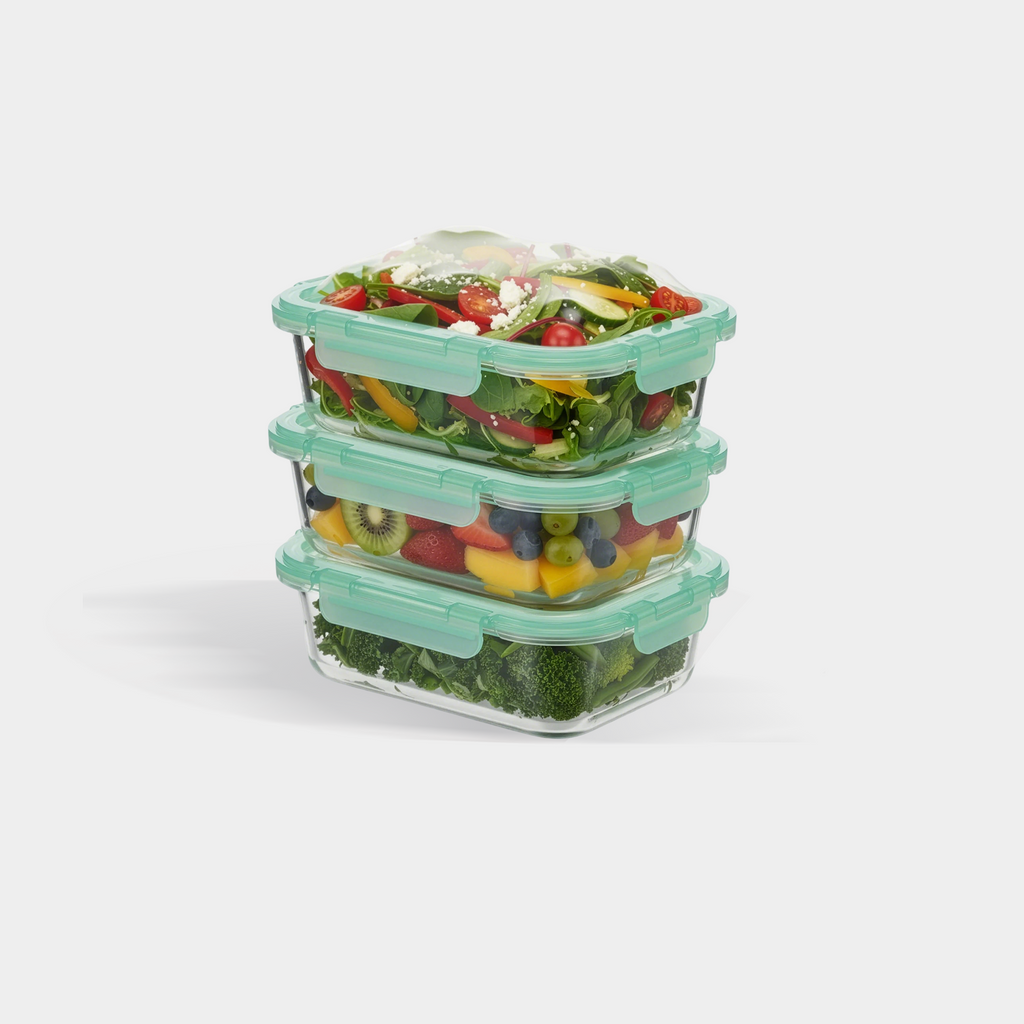 Glass Containers w/ Flexible Silicone Lids | Set of 3