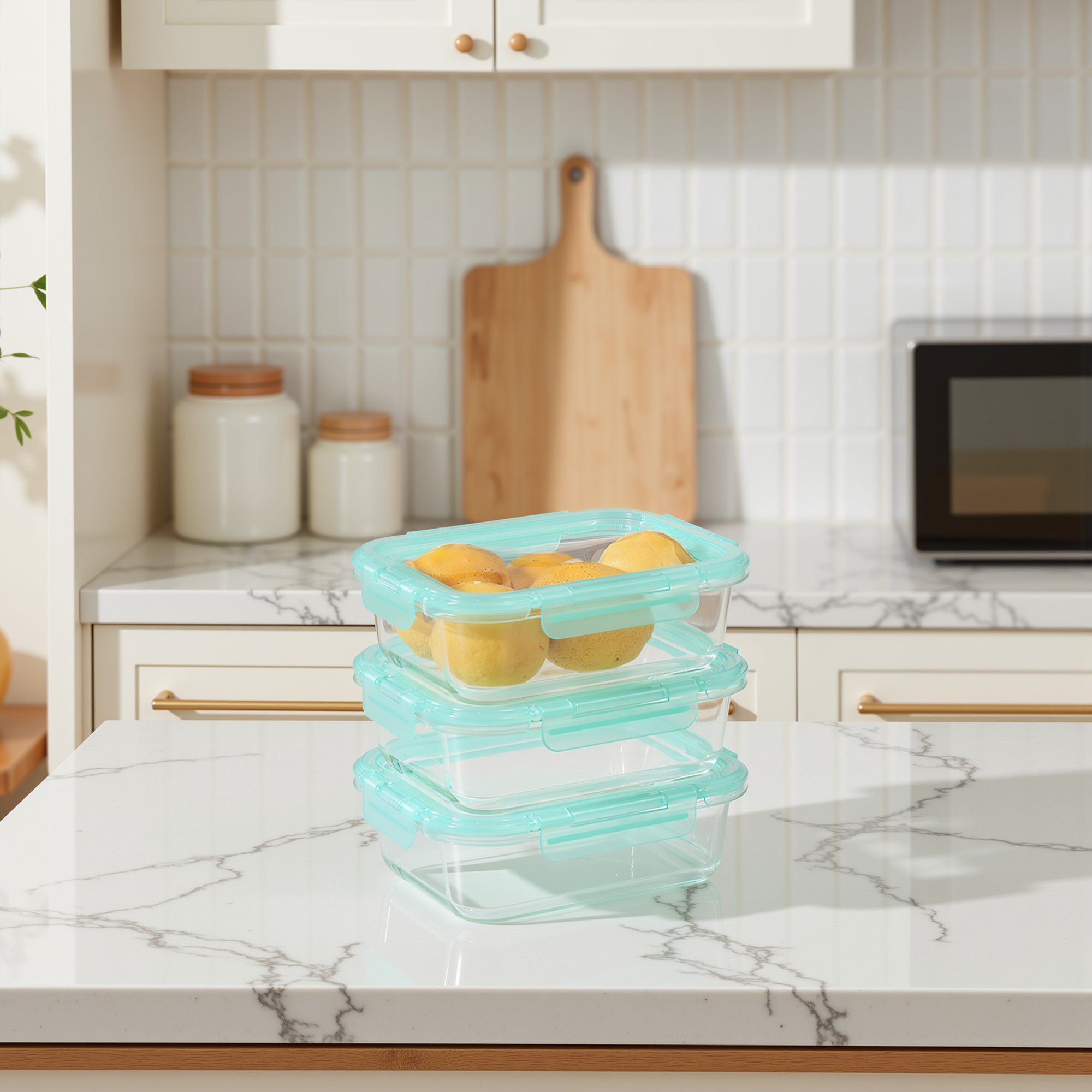 Glass Containers w/ Flexible Silicone Lids | Set of 3