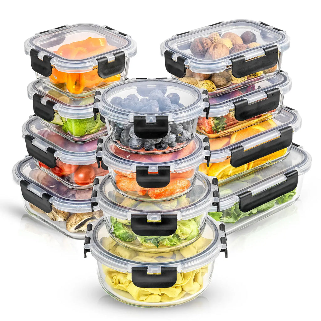 Glass Kitchen Storage Containers with Airtight Lids | 12-Piece Set