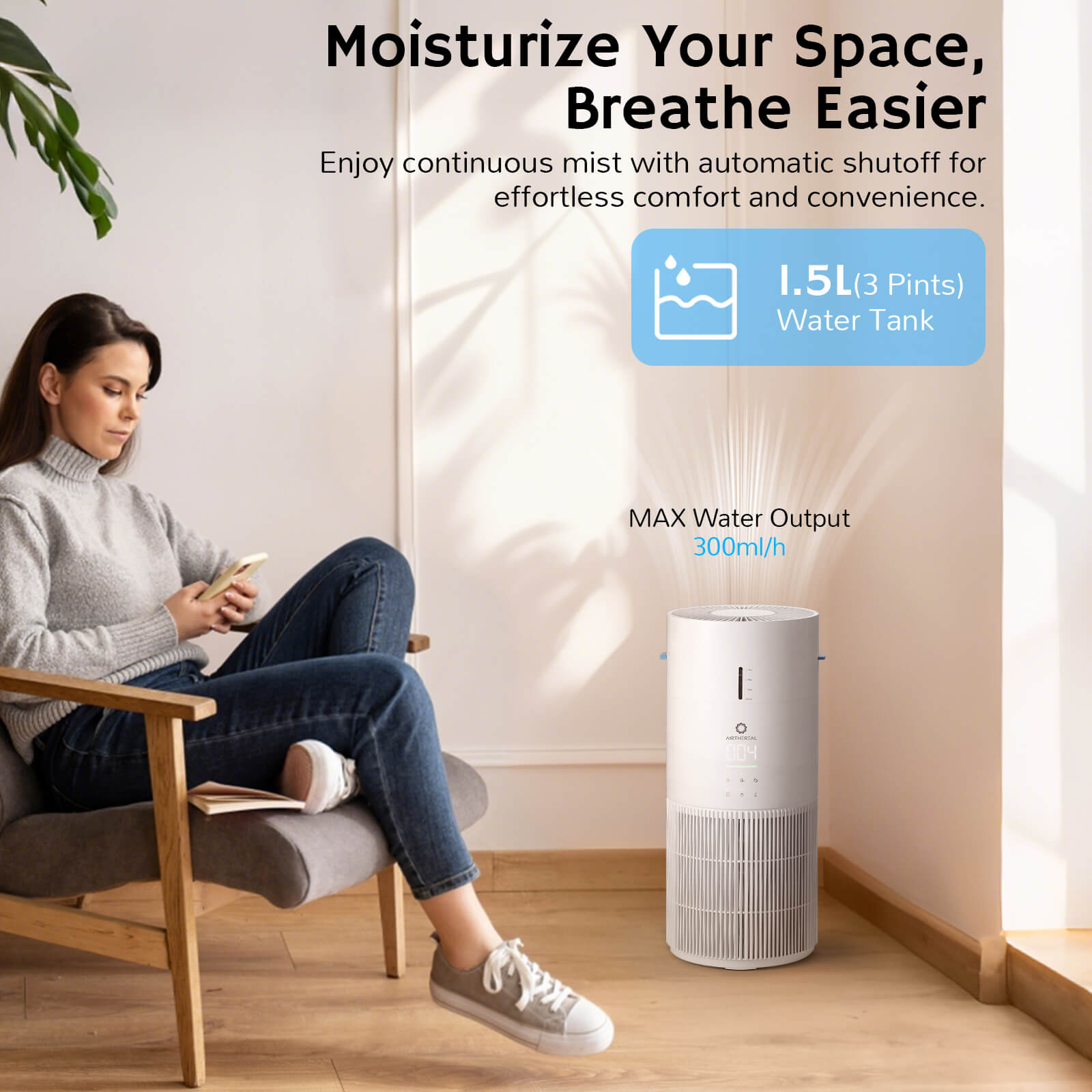 Ethereal Rain AEH300 Air Purifier + Humidifier Combo