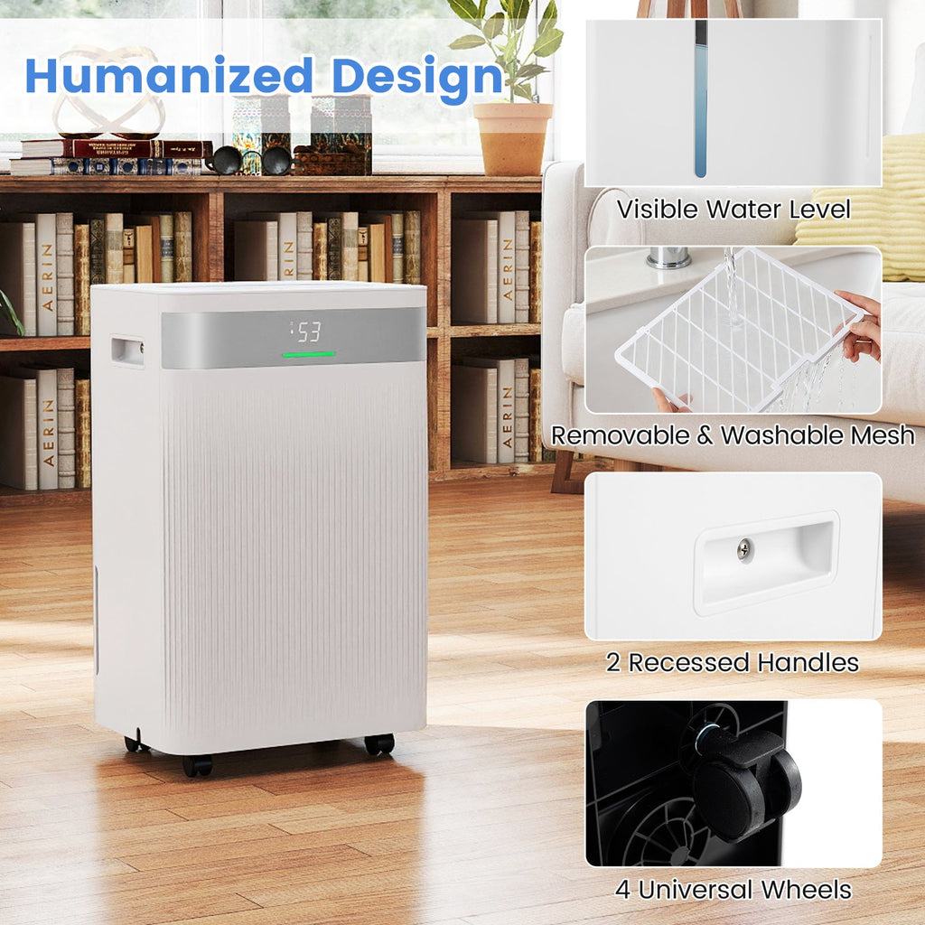54 Pint Dehumidifier | Up to 4500 Sq.Ft | Smart Touch Control | White