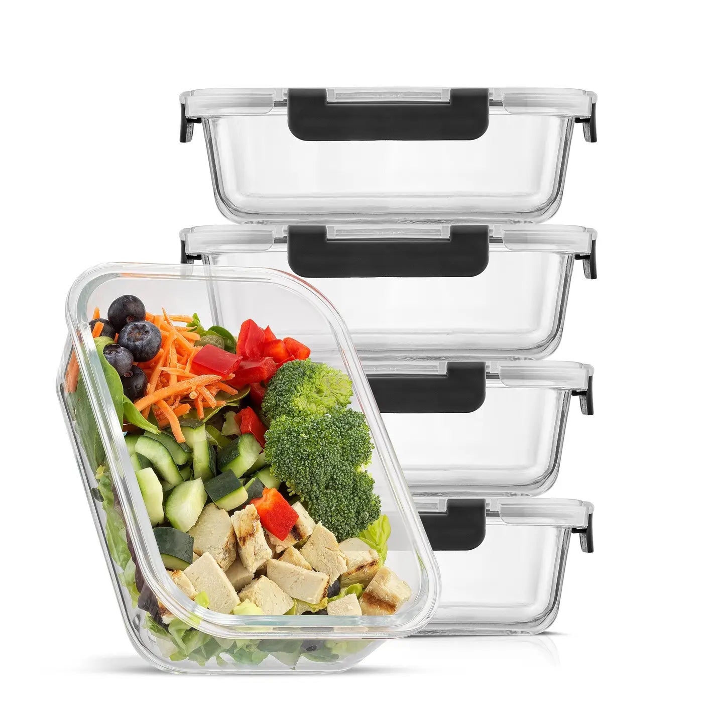 Glass Food Storage Containers with Airtight Lids | Set of 5