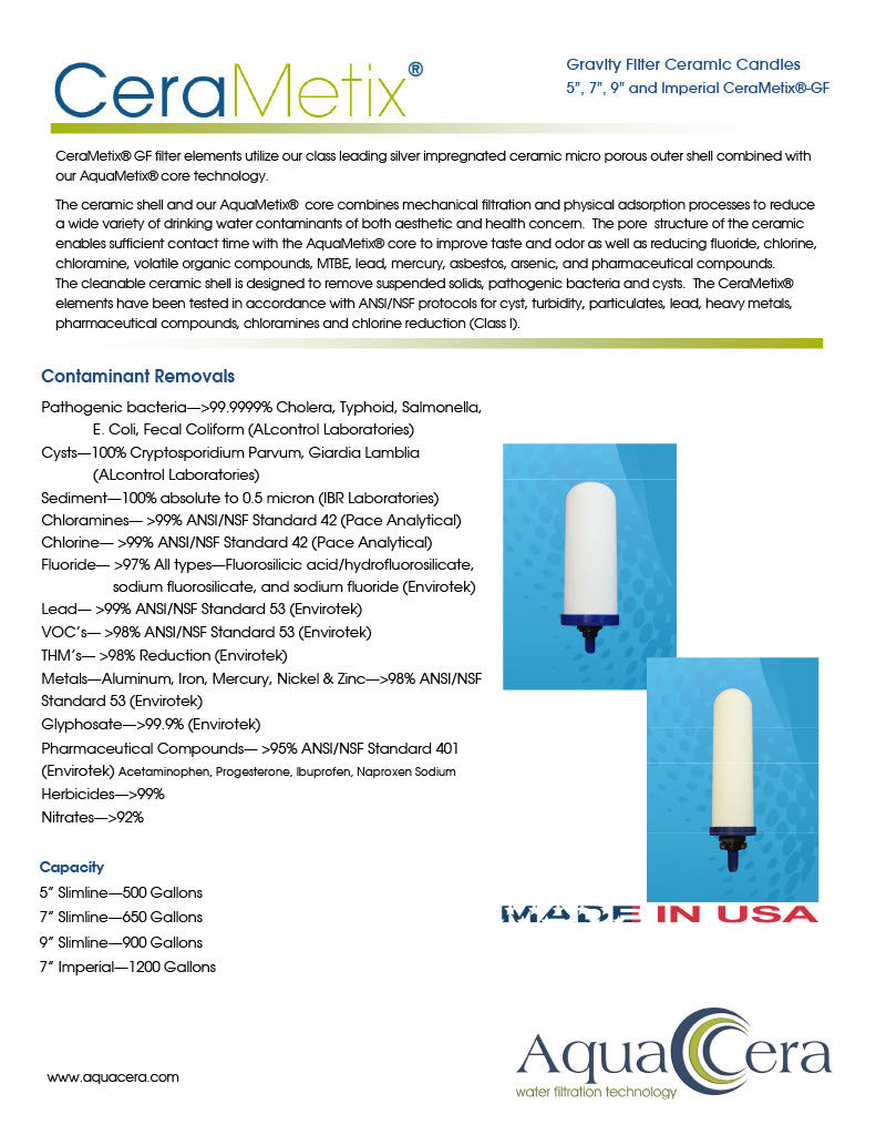 Imperial CeraMetix® 7" Ceramic Contaminant + Fluoride Water Filter