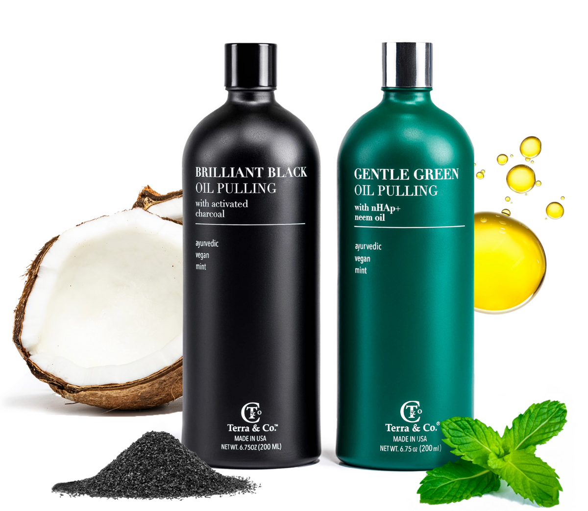 Terra & Co. Oil Pulling Bundle | Gentle Green + Brilliant Black