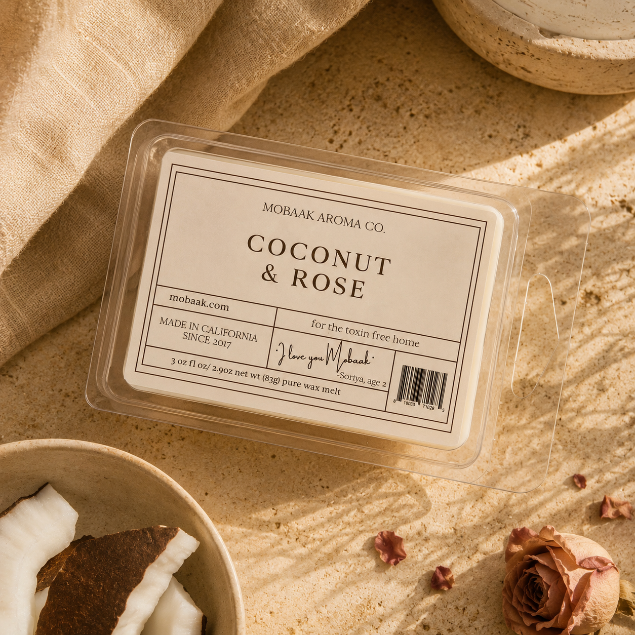 Coconut + Rose Wickless Tart