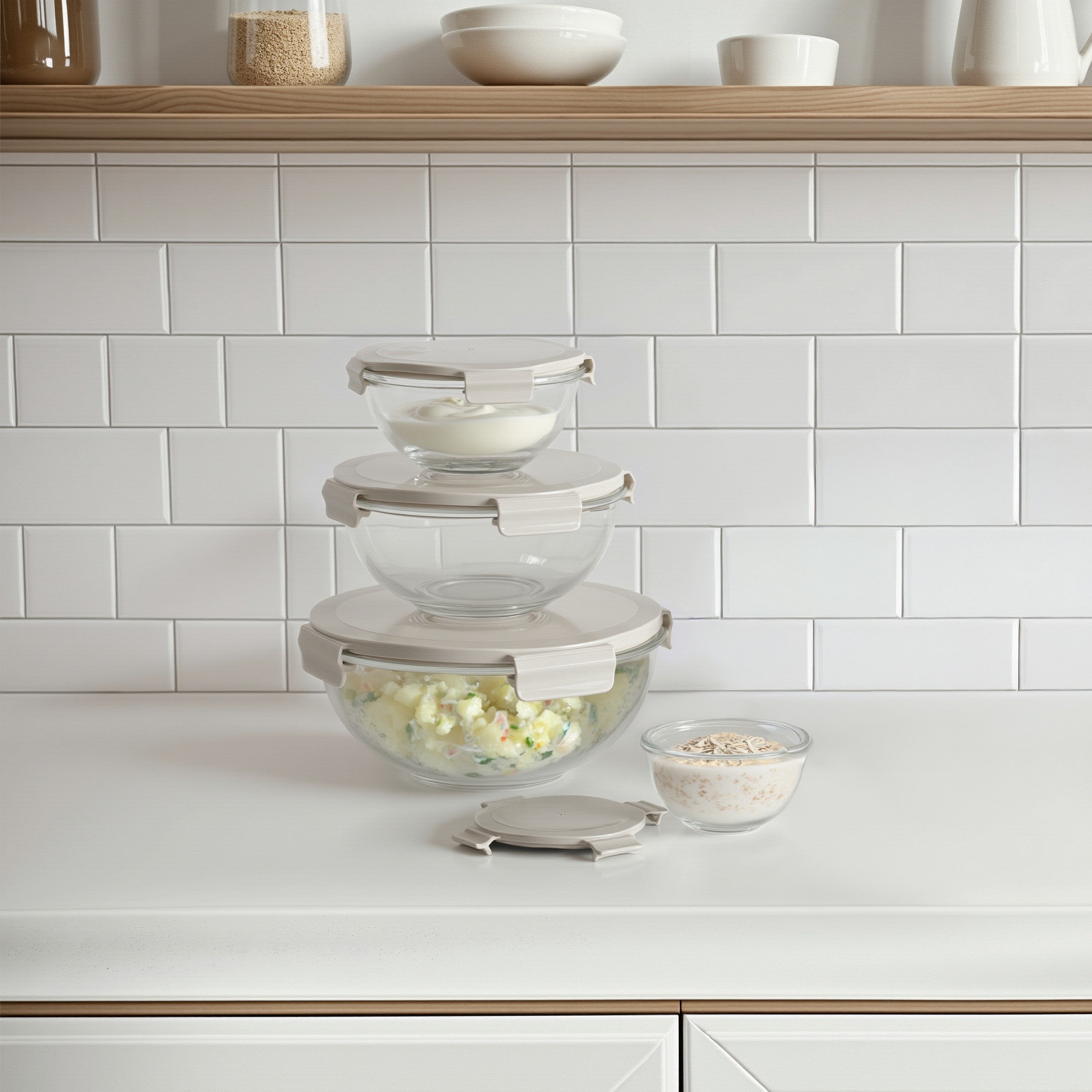 8-Piece Mix + Store Serve Glass Bowl Set