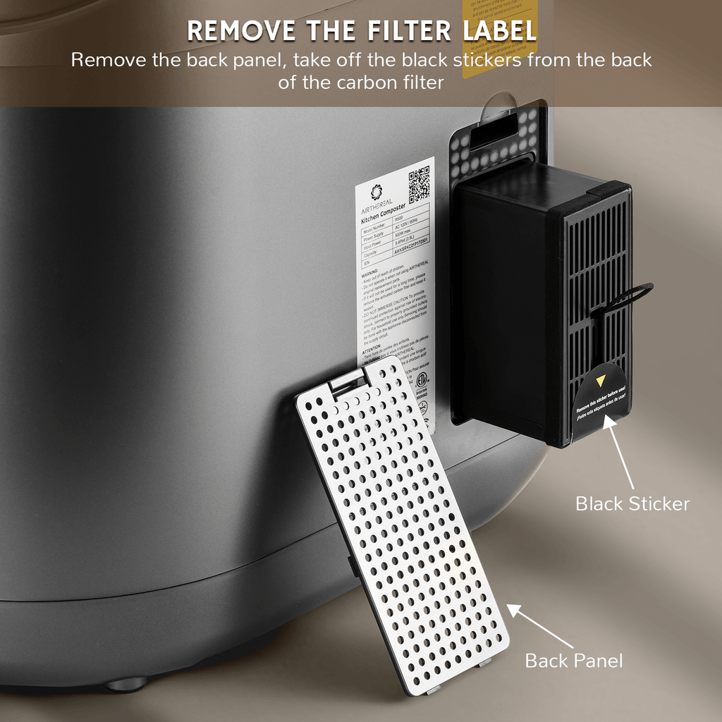 Airthereal R500 + V500 Composter Replacement Filter | Activated Carbon | Biodegradable | 2-Pack