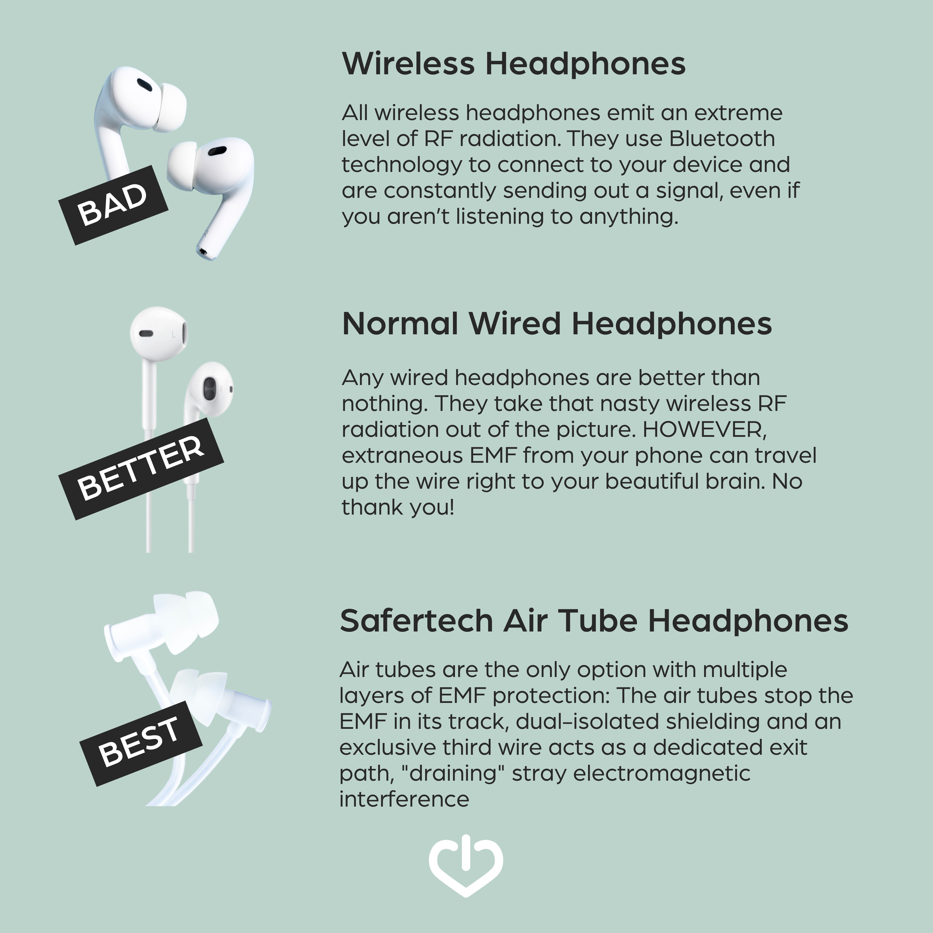Air Tube Headphones for EMF Protection