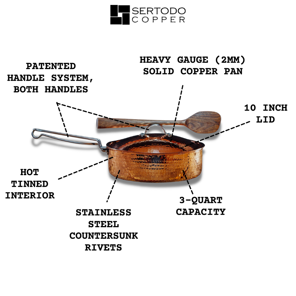 Sertodo Copper Sauté Pan with Lid