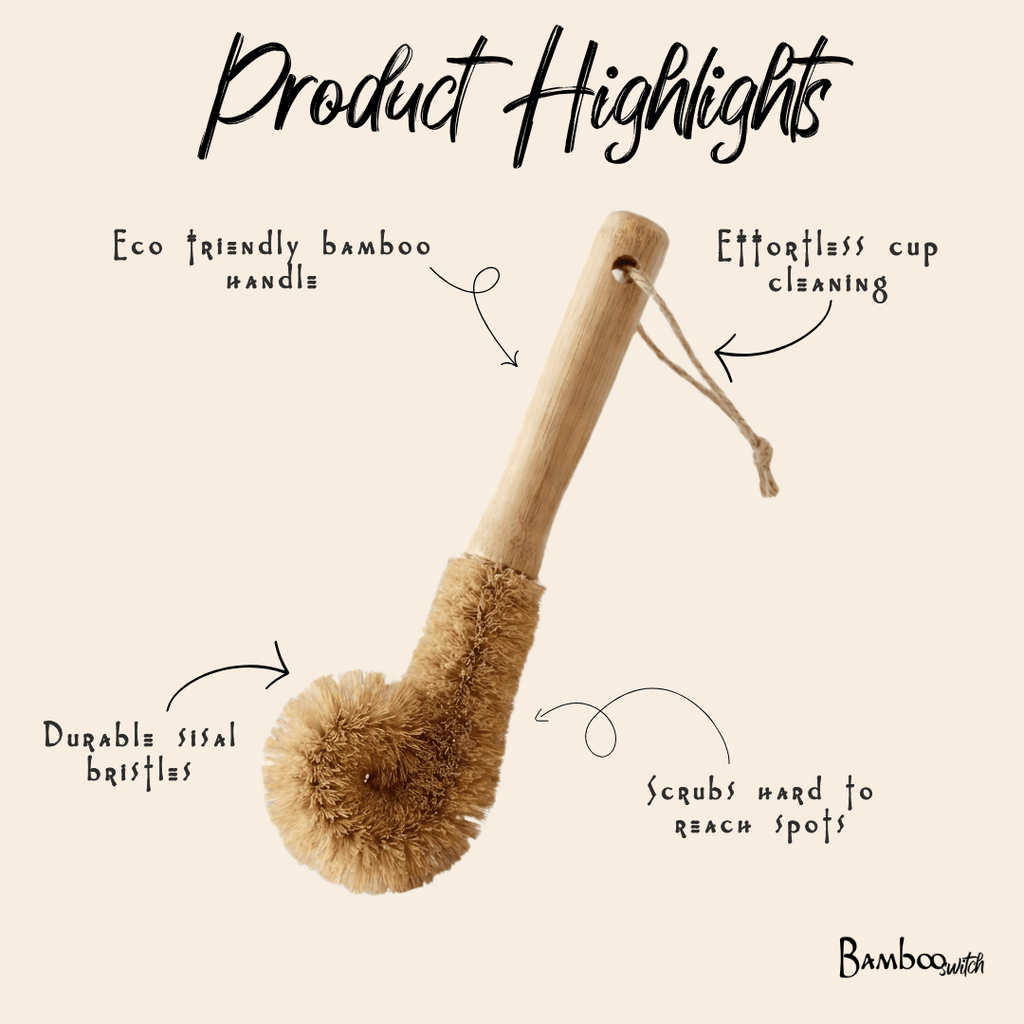 Bamboo Drinkware Cleaning Brush | Straight | Plastic-Free