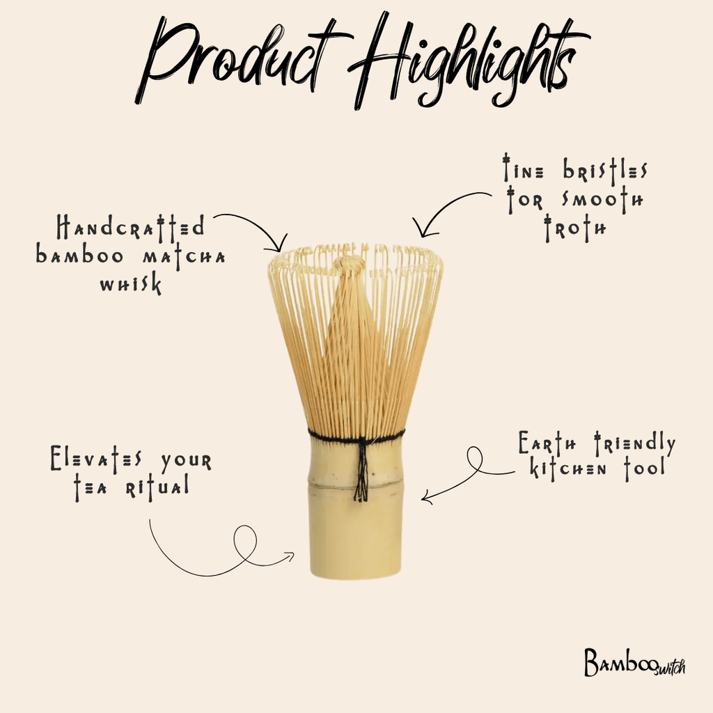 Bamboo Matcha Whisk | 100 Bristles | Single-Piece Bamboo