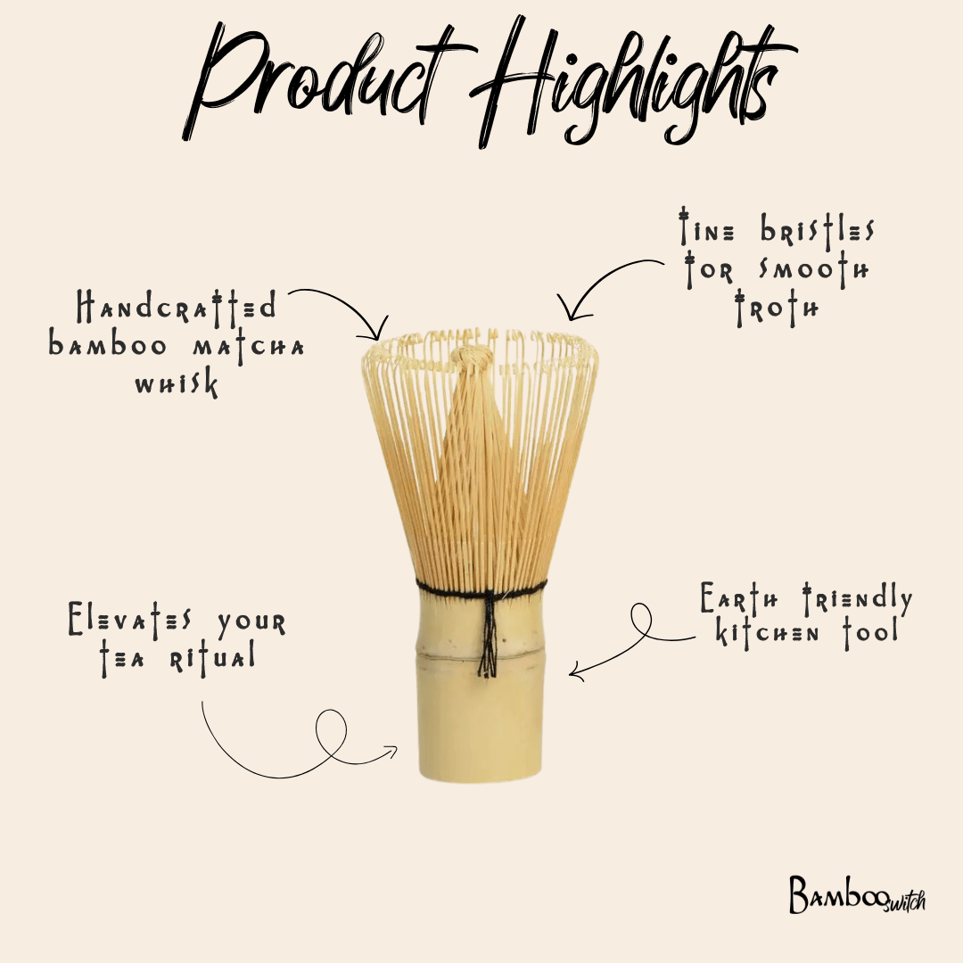 Bamboo Matcha Whisk | 100 Bristles | Single-Piece Bamboo