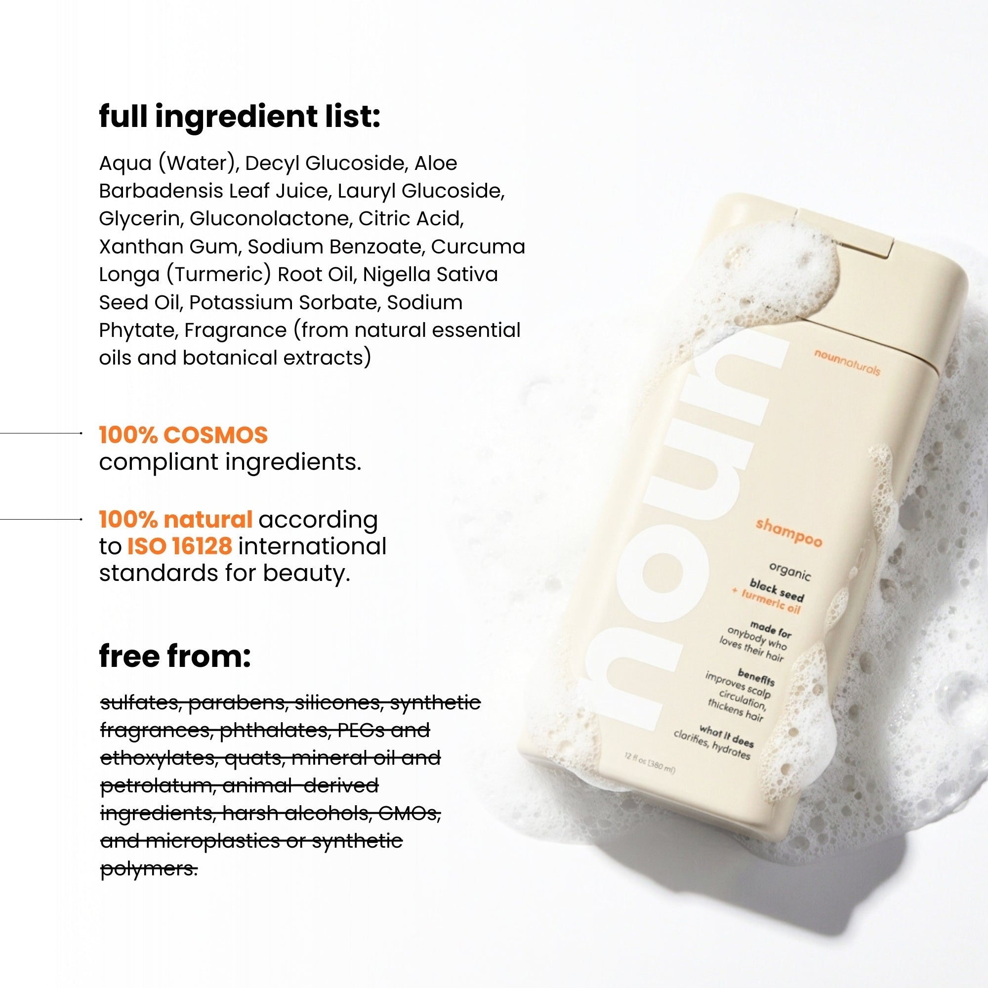 Black Seed + Turmeric Gentle Cleansing, Clarifying Shampoo for Daily Use