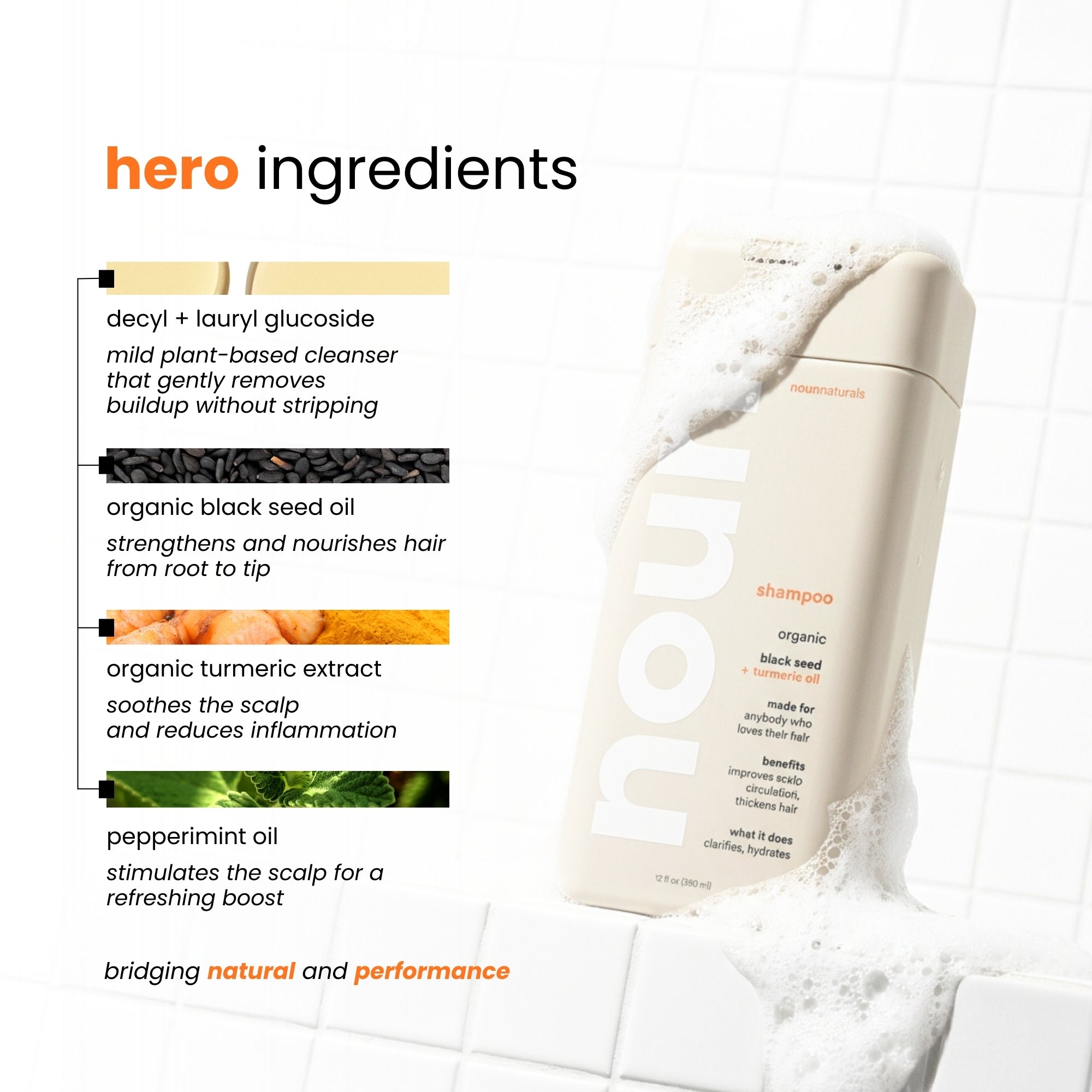 Black Seed + Turmeric Gentle Cleansing, Clarifying Shampoo for Daily Use