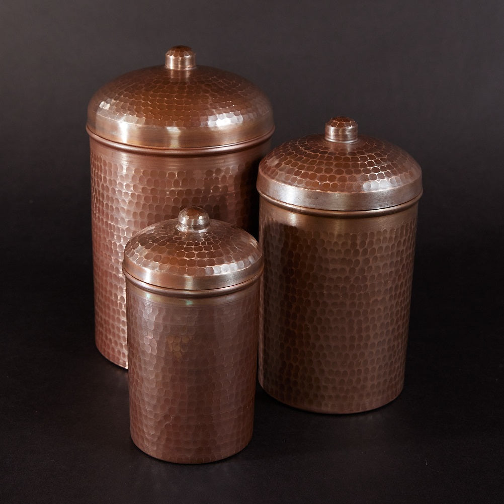 Copper Kitchen Canisters - Small Set, 3-Piece
