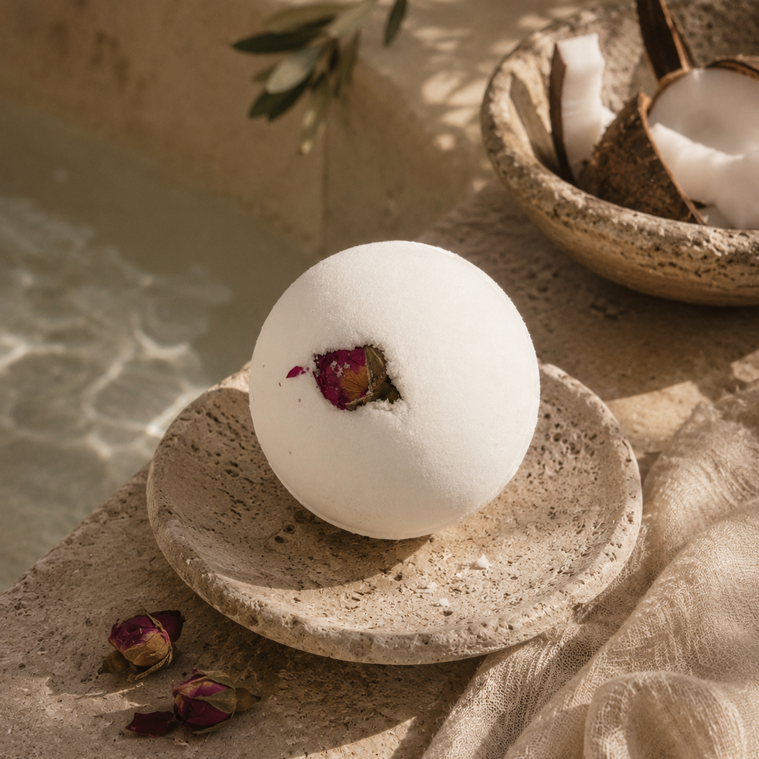 Coconut + Rose - Hemp Infused Bath Bomb
